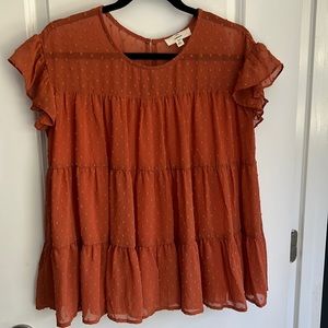 Entro burnt orange dot blouse size small